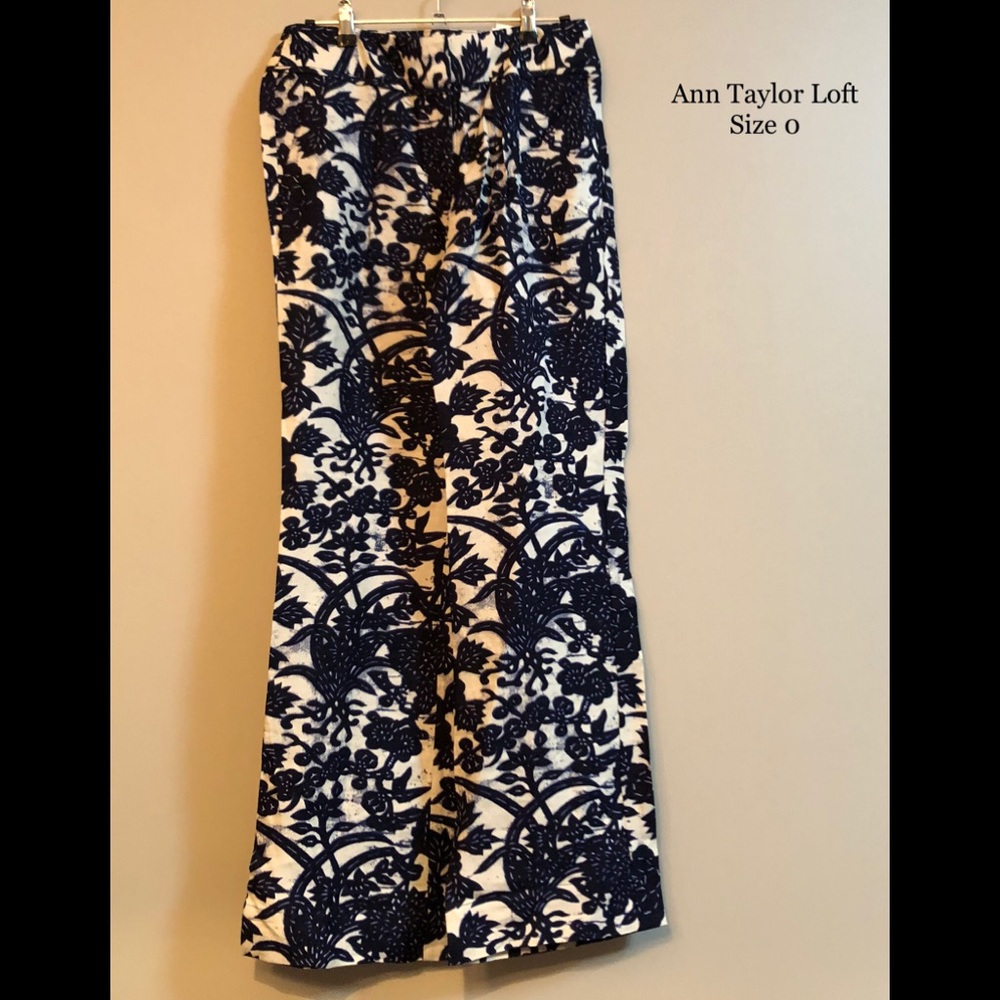 Ann Taylor Loft floral linen pants size 0